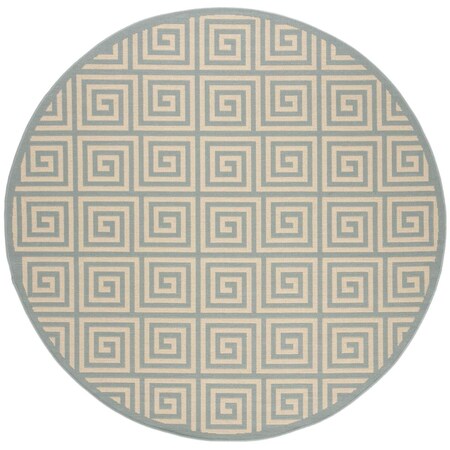 Safavieh 6 ft. 7 in. x 6 ft. 7 in. Linden 100 Contemporary Round Area Rug Cream & Aqua LND129L-6R